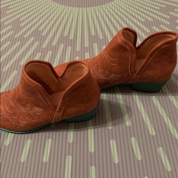 Brown and teal womens ankle boots. - Picture 2 of 6